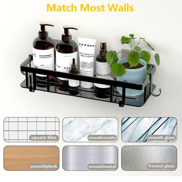 2 Pack Multifunctional Shower Caddy Organizer Bathroom Kitchen Shelves Black NEW - Picture 2 of 14